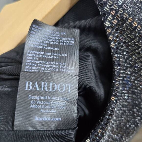 Bardot Long Sleeve Silver Black Bodysuit Sparkle Size Small - Picture 7 of 7